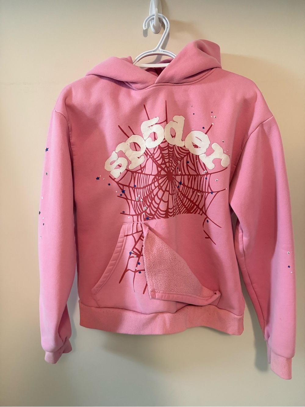 Pink Sp5der OG Web Hoodie Size Small